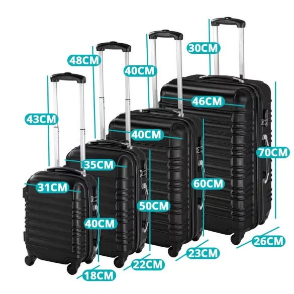 4-piece hard-shell suitcase set, 4 colors - black