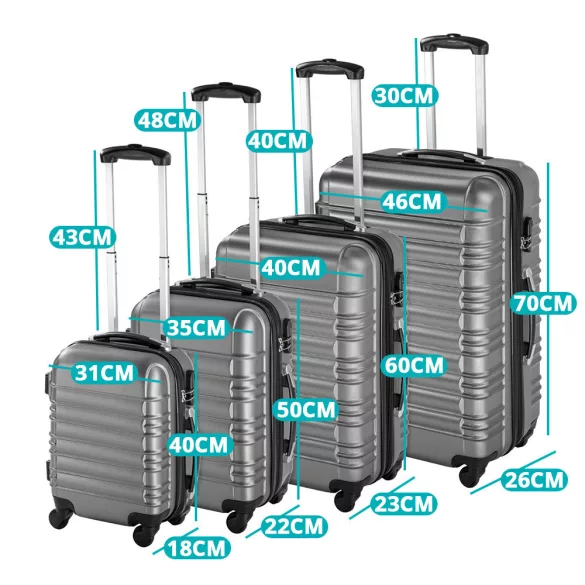 4-piece hard-shell suitcase set, 4 colors - gray