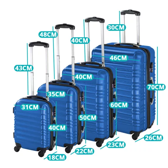 4-piece hard-shell suitcase set, 4 colors - blue