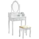 Dressing table with mirror and chair, Rome in multiple colors - white