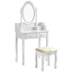   Dressing table with mirror and chair, Rome in multiple colors - white