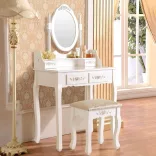 Dressing table with mirror and chair, Rome in multiple colors - white
