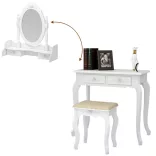 Dressing table with mirror and chair, Rome in multiple colors - white