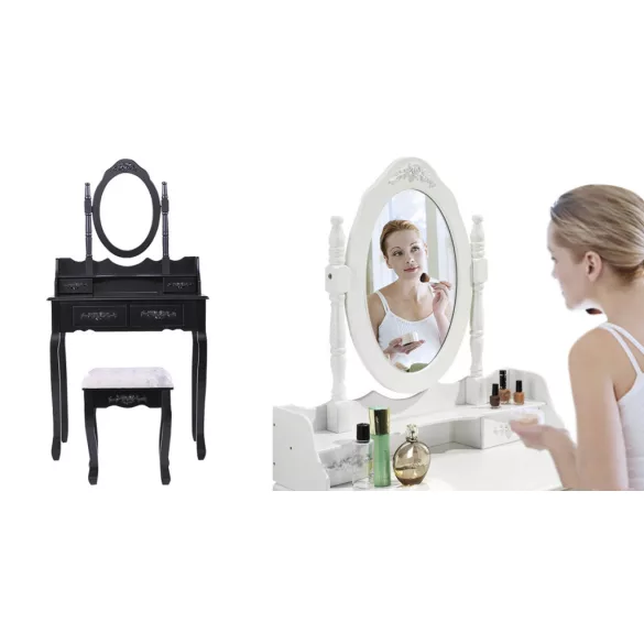 Dressing table with mirror and chair, Rome in multiple colors - white