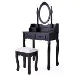 Dressing table with mirror and chair, Rome in multiple colors - black