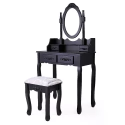   Dressing table with mirror and chair, Rome in multiple colors - black
