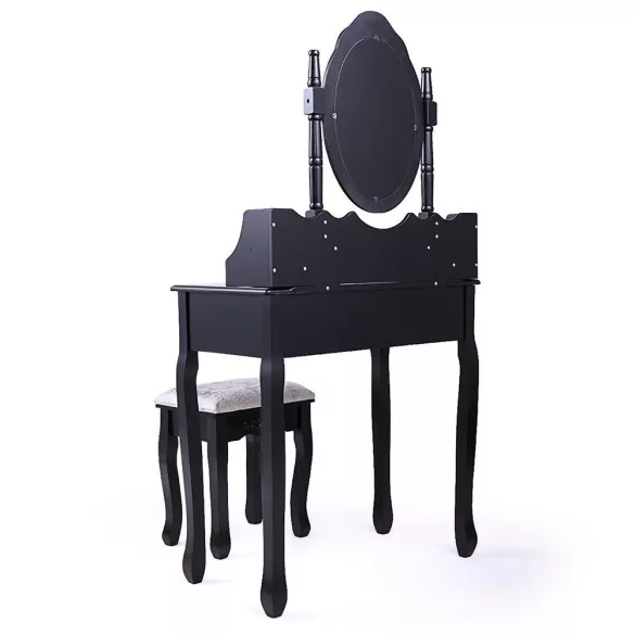 Dressing table with mirror and chair, Rome in multiple colors - black