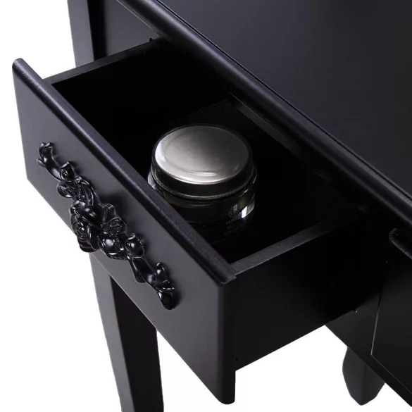 Dressing table with mirror and chair, Rome in multiple colors - black