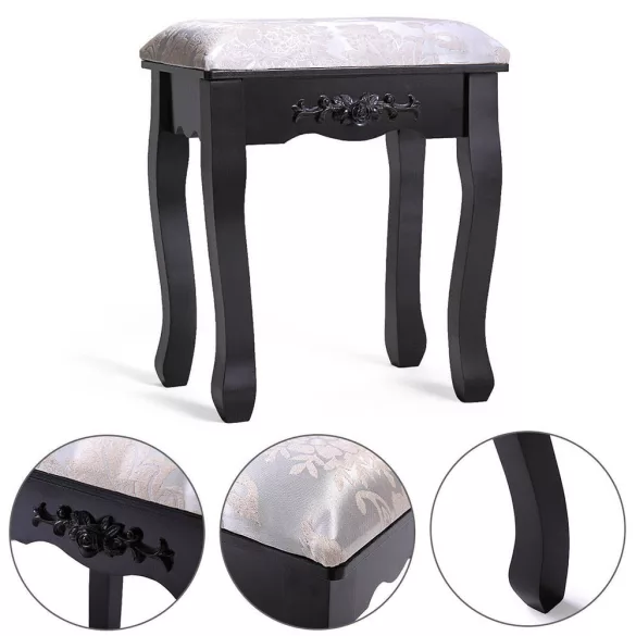Dressing table with mirror and chair, Rome in multiple colors - black