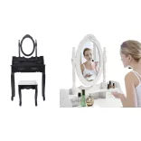Dressing table with mirror and chair, Rome in multiple colors - black