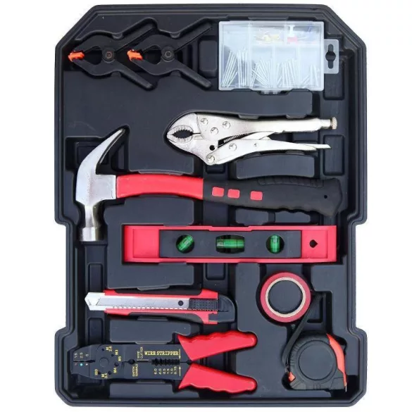 187-piece tool set in a rolling suitcase