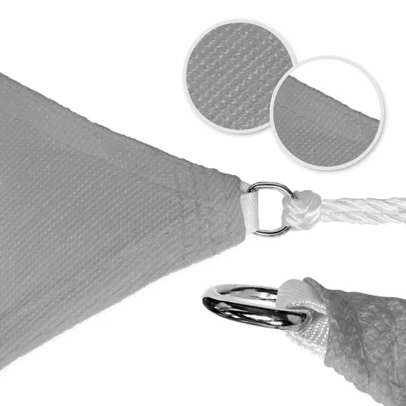 Square Sun Shade Sail, 3.6 meters, multiple types - triangular, polyester, gray