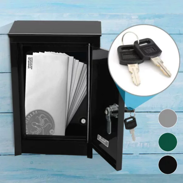 Metal Mailbox in Various Colors - Black