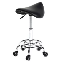 Saddle Rolling Cosmetic Chair - Black