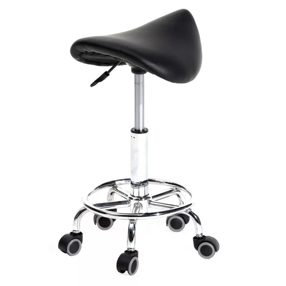 Saddle Rolling Cosmetic Chair - Black