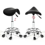 Saddle Rolling Cosmetic Chair - Black