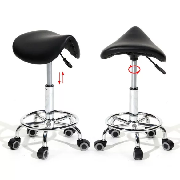 Saddle Rolling Cosmetic Chair - Black