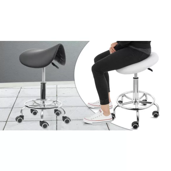 Saddle Rolling Cosmetic Chair - Black