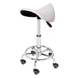 Saddle Rolling Cosmetic Chair - White