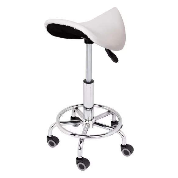 Saddle Rolling Cosmetic Chair - White