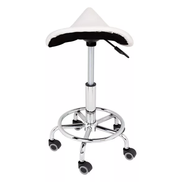 Saddle Rolling Cosmetic Chair - White