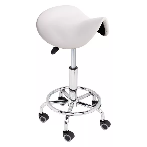 Saddle Rolling Cosmetic Chair - White