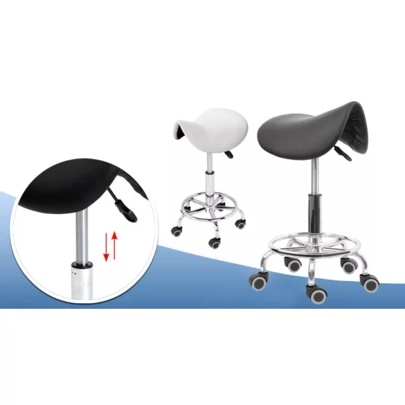 Saddle Rolling Cosmetic Chair - White