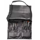 18-piece makeup brush set with a waist-mounted holder