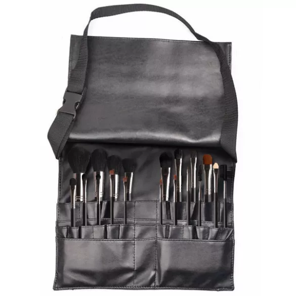 18-piece makeup brush set with a waist-mounted holder