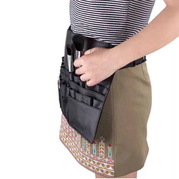 18-piece makeup brush set with a waist-mounted holder