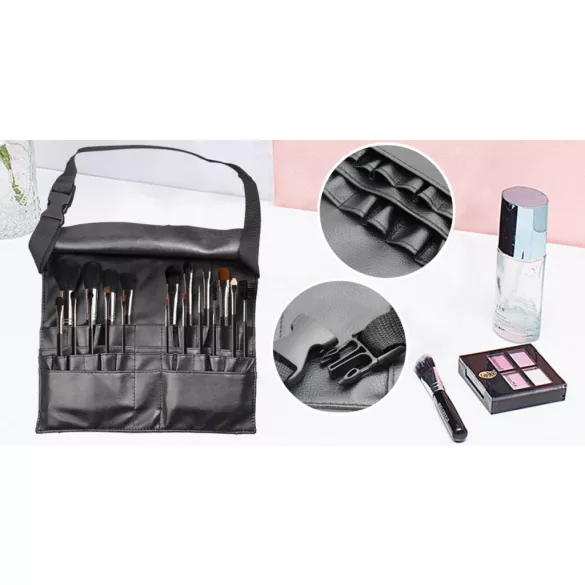 18-piece makeup brush set with a waist-mounted holder