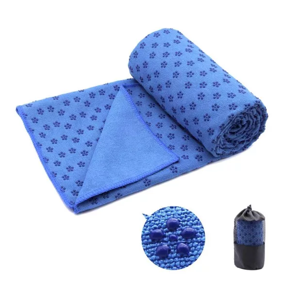 Non-slip yoga towel with a gift bag - blue