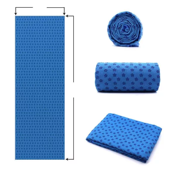 Non-slip yoga towel with a gift bag - blue