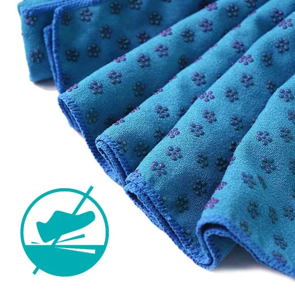 Non-slip yoga towel with a gift bag - blue