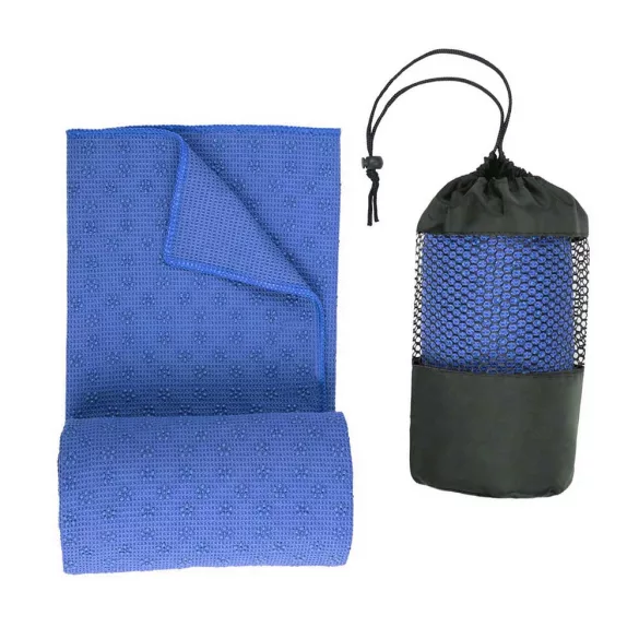 Non-slip yoga towel with a gift bag - blue