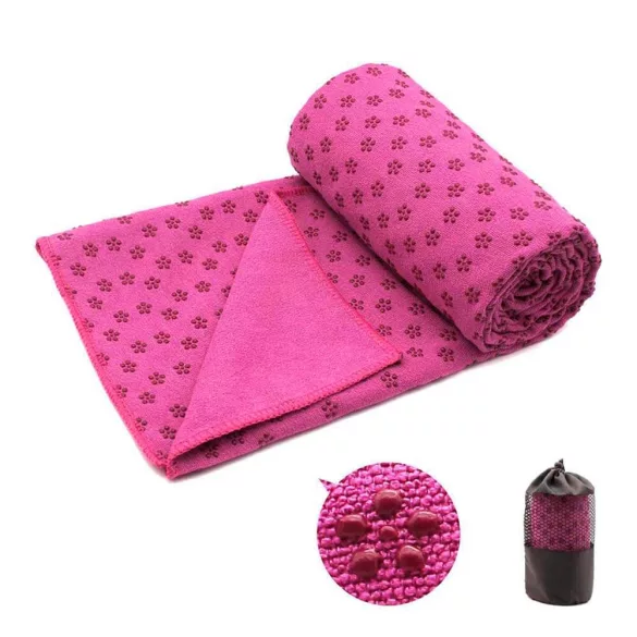 Non-slip yoga towel with a gift bag - pink