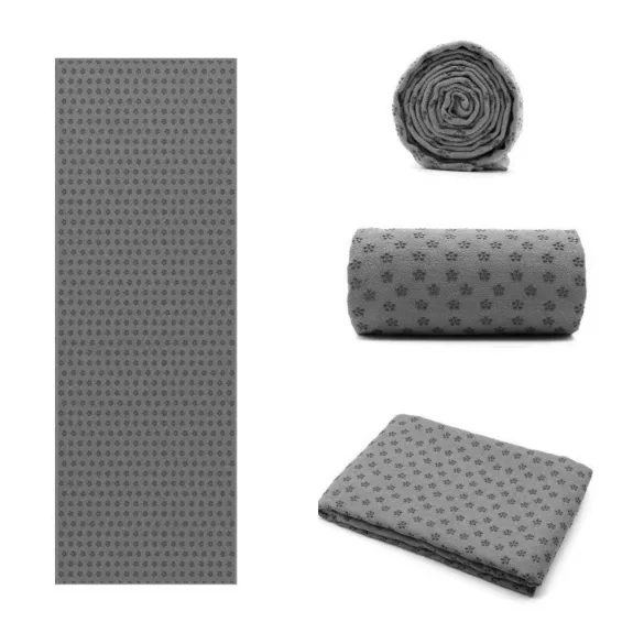 Non-slip yoga towel with a gift bag - gray