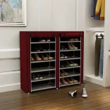 Mobile Shoe Storage Cabinet in 4 Colors - Burgundy