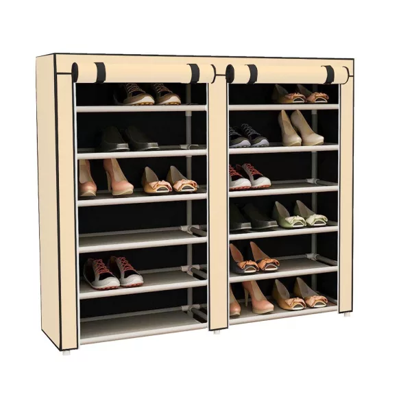 Mobile Shoe Storage Cabinet in 4 Colors - Beige