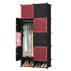 Plastic Modular Cabinet, Red-Black