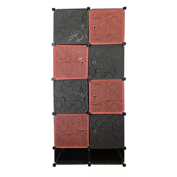 Plastic Modular Cabinet, Red-Black