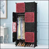 Plastic Modular Cabinet, Red-Black