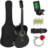 Acoustic Guitar Set for Beginners, with Free Tuner, Available in 2 Colors - Black