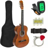 Acoustic Guitar Set for Beginners, with Free Tuner, Available in 2 Colors - Brown