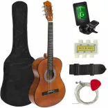 Acoustic Guitar Set for Beginners, with Free Tuner, Available in 2 Colors - Brown