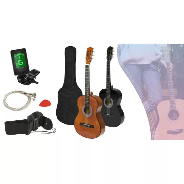 Acoustic Guitar Set for Beginners, with Free Tuner, Available in 2 Colors - Brown
