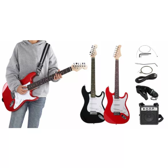 Electric Guitar Set for Beginners with Free Amplifier - Red