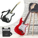 Electric Guitar Set for Beginners with Free Amplifier - Black