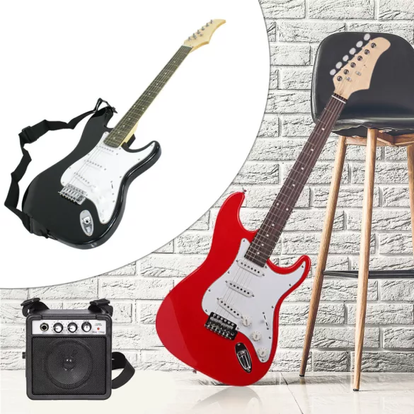 Electric Guitar Set for Beginners with Free Amplifier - Black