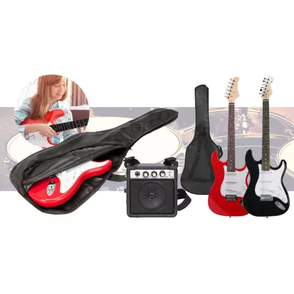 Electric Guitar Set for Beginners with Free Amplifier - Black